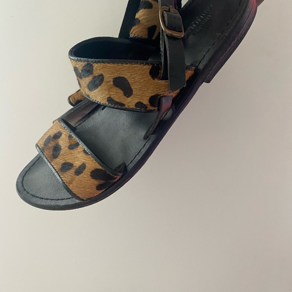 Urban outfitters black and leopard leather sandals - Picture 2 of 6